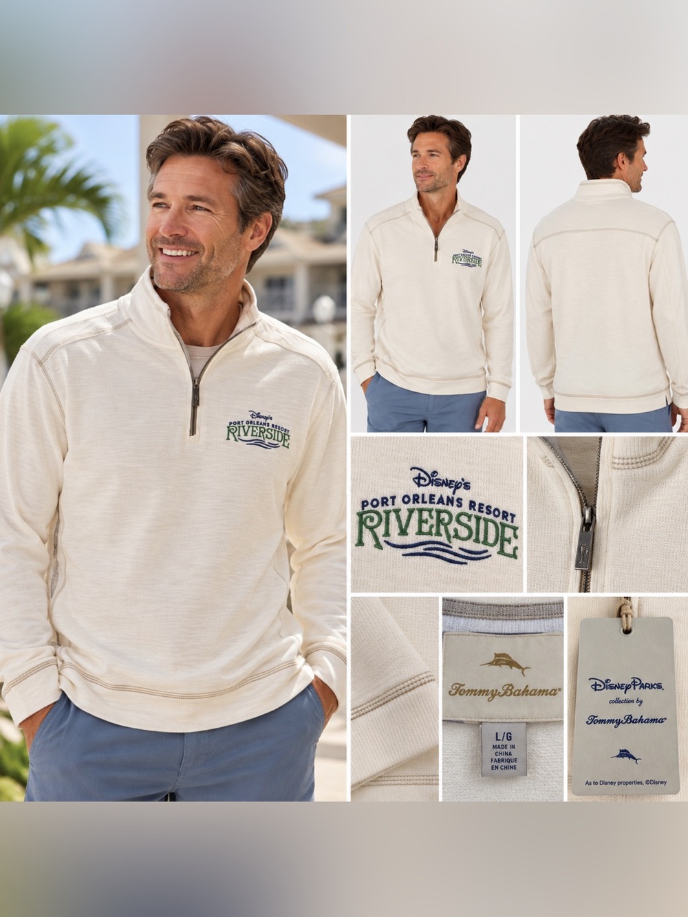 Tommy Bahama x Disney Parks Port Orleans Riverside Quarter Zip Pullover L